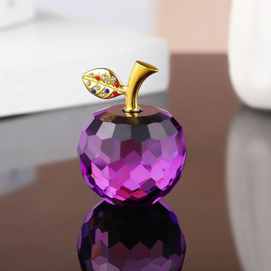 Стеклянные яблоки, фигурка, искусственный хрустальный фрукт, украшение, коллекционные полупрозрачные яблоки, украшение для домашнего офиса, приборной панели автомобиля