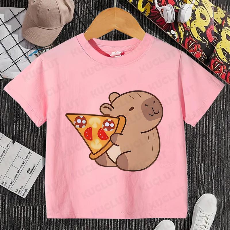 Детская одежда Kawaii Cartoon Anime Capybara футболка с коротким рукавом Cute Capybara Lover Animal Capybaras Harajuku футболка подарок