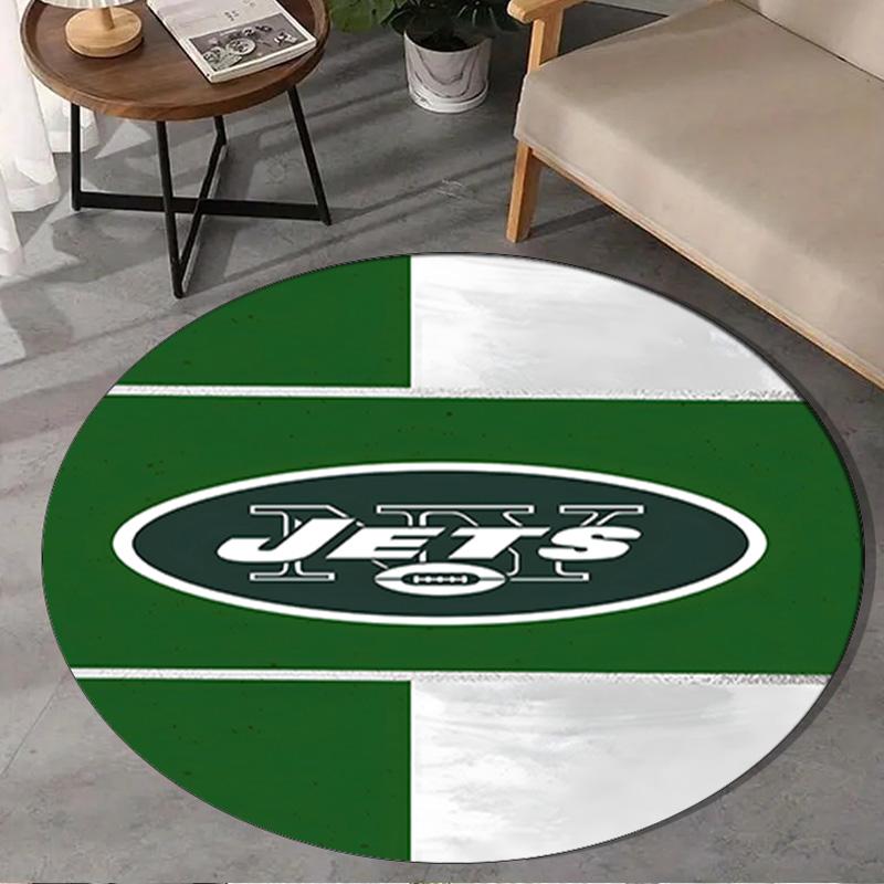Jets Football Round Rug for Livingroom,Bedroom, Palyroom, Chair Rug, Area rug, Circle Carpet, Large Size Fan Christmas gift