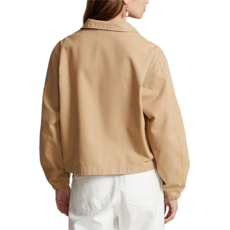 Polo Ralph Lauren SS24 Solid Color Stand Collar Casual Loose Jacket Women Jackets Khaki WMPOOTWN5A20073-250