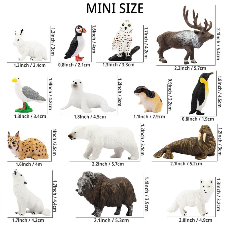 6Pcs Simulation Polar Bear Animal Model Toy Mini Figures Dolls Action Figurines Toys for Children Set Gift Cake Decoration