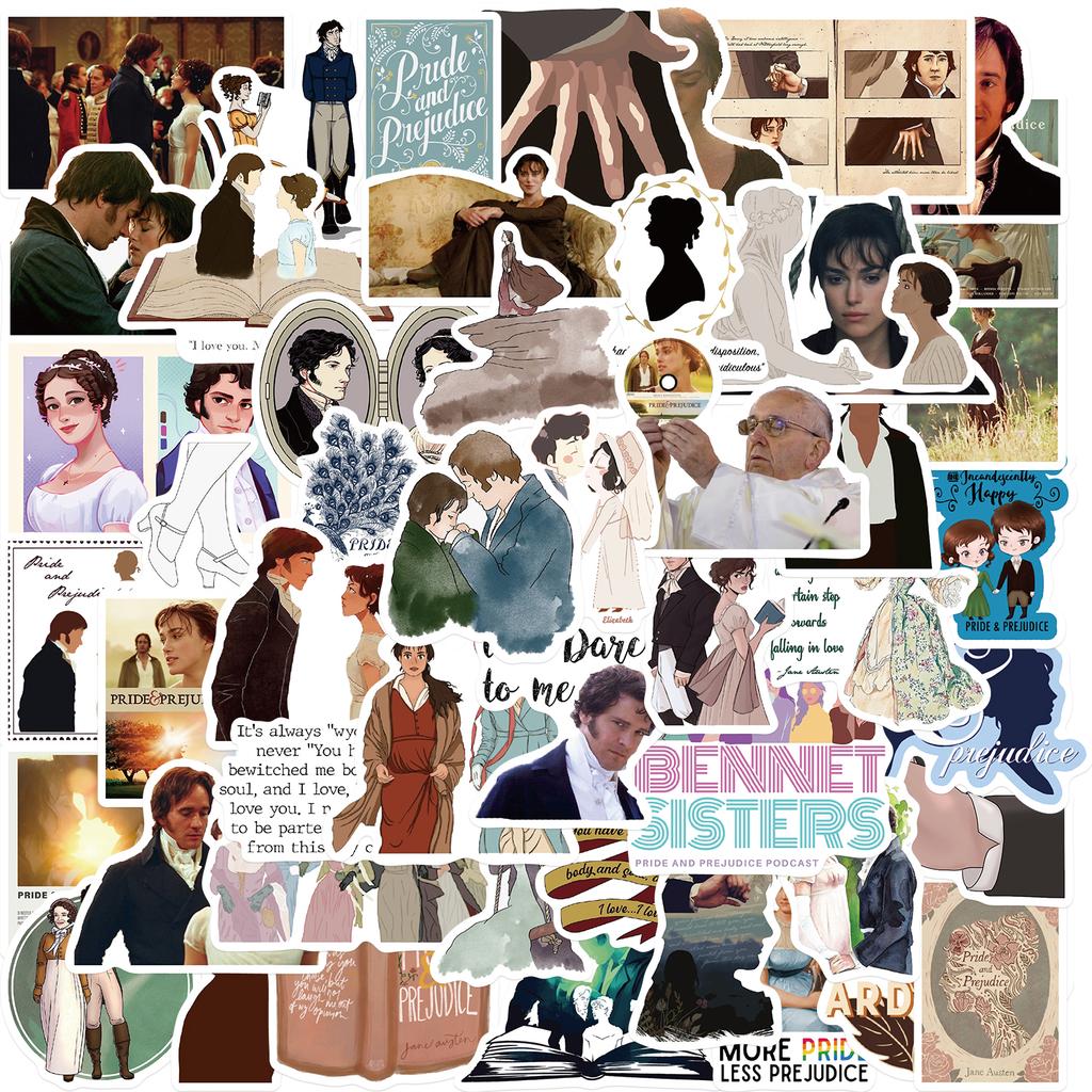 50Pcs Pride And Prejudice Graffiti Art Vinyl Waterproof Stickers For Water Bottle Laptop Skateboard Scrapbook Luggage Kids Toy