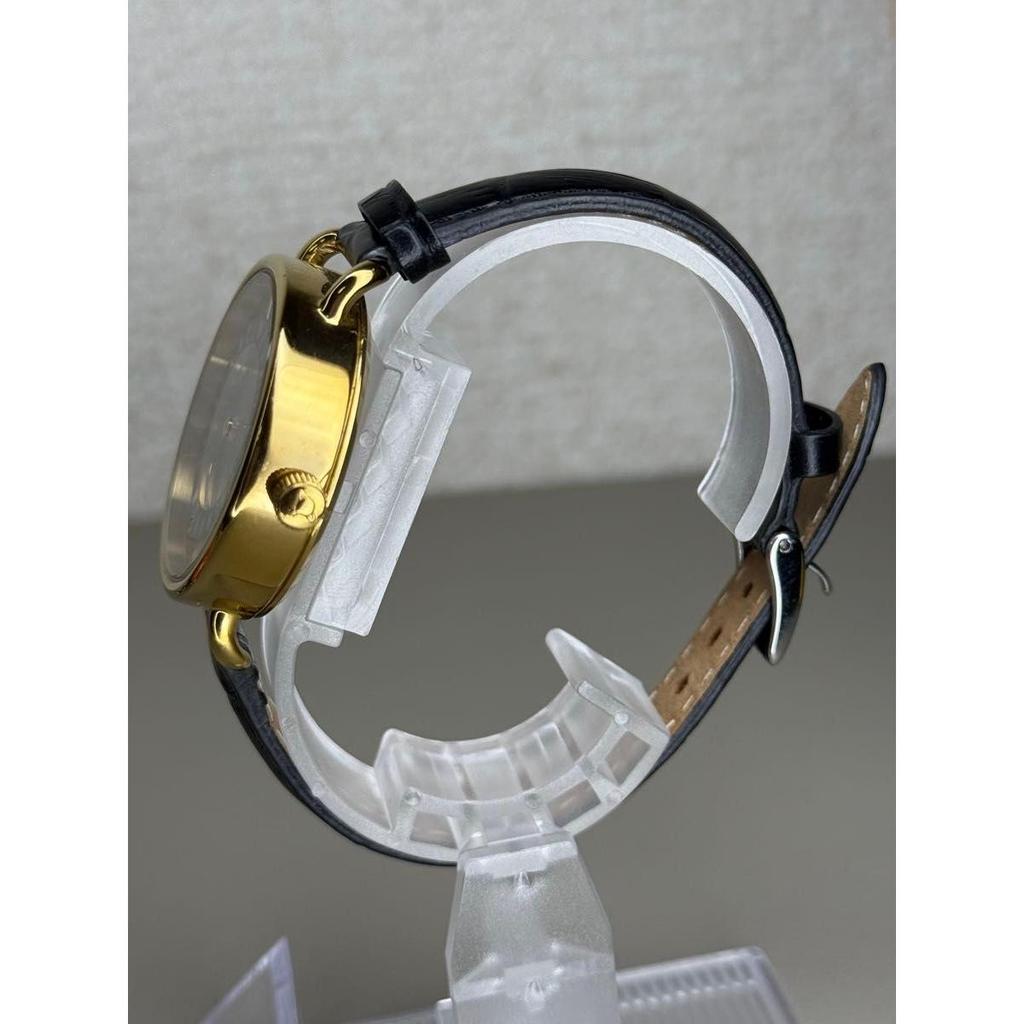 Used Rare Excellent Condition Vivienne Westwood Watch Quartz Orb Dial Leather Band Black Gold