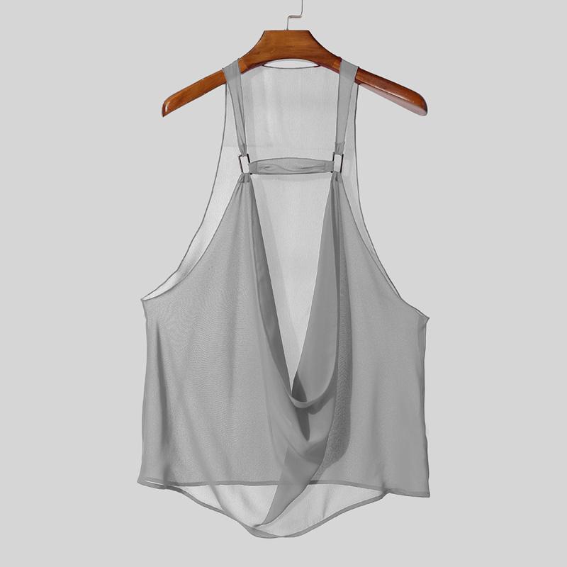 INCERUN Мужские майки без рукавов с вырезом-качели на бретелях из прозрачной сетки для вечеринок и клубов