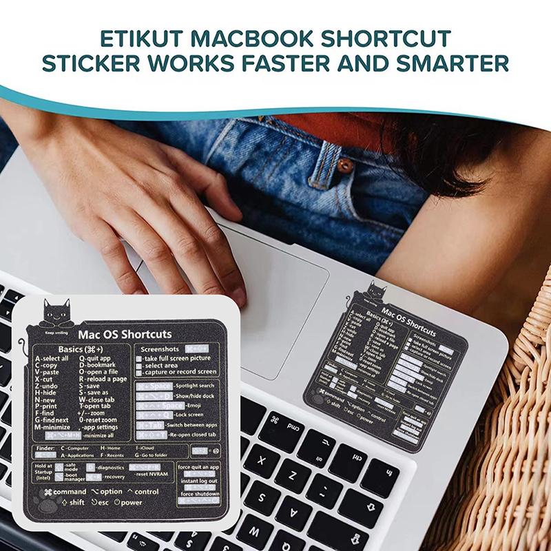 Mac OS Справочная клавиатура Наклейка с компьютерными сочетаниями клавиш Клейкие Съемные наклейки для быстрой справки Руководство по клавиатуре Черный