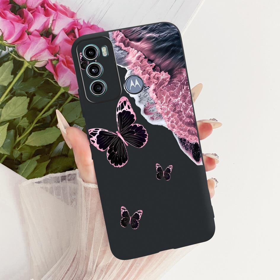 Case For Motorola Moto G60 Cover 6.8" Popular Butterfly Flower Soft Black Silicone Phone Case For Motorola Moto G40 Fusion Shell