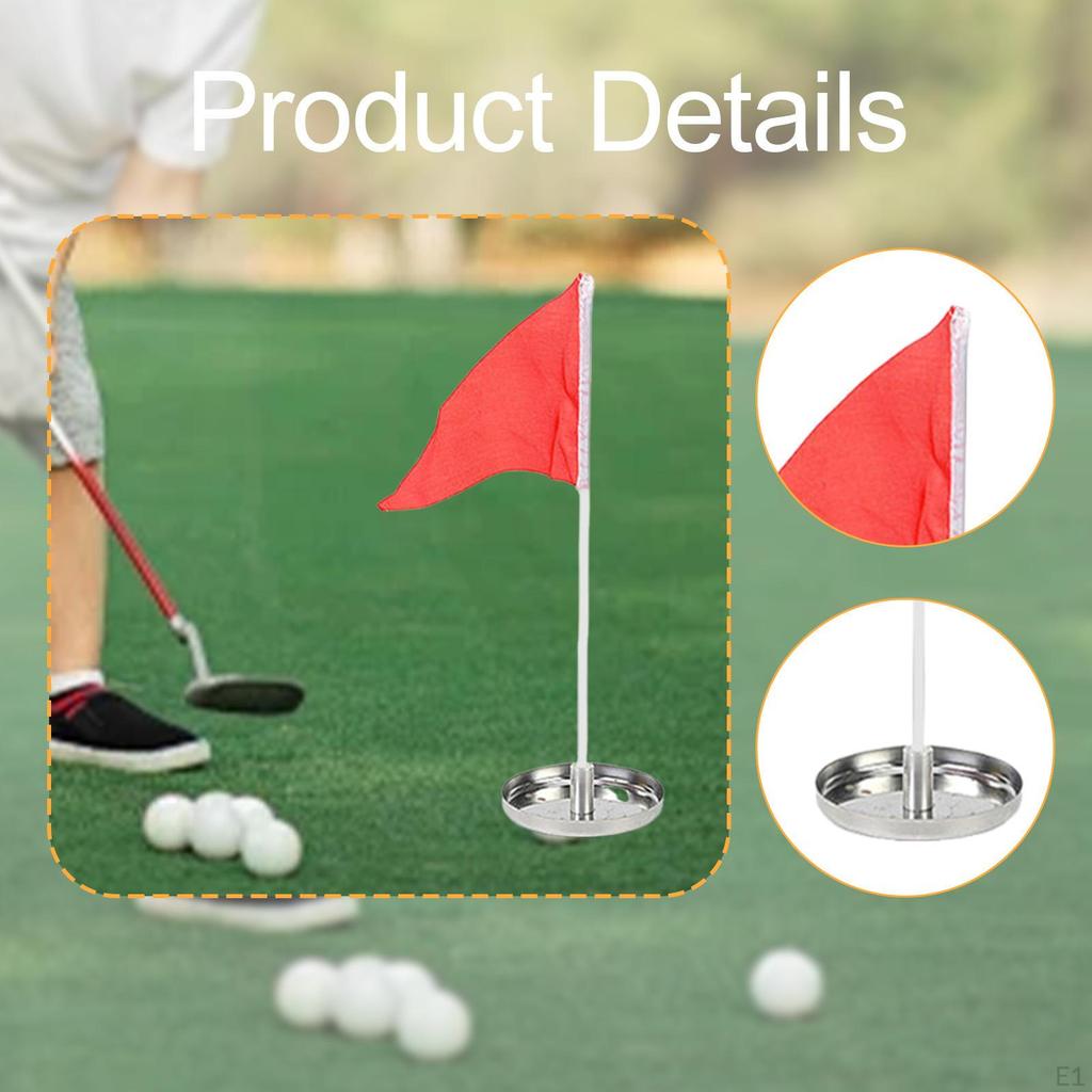 Golf Putting Cup with Flag Training Hole Portable Equipment Stainless Steel for Garage