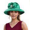 Lawliet Womens Crystal Satin Ribbon Dressy Church Designer Couture Bridal Kentucky Derby Hat A585