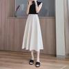 Лето 2024 года. Белая юбка А-силуэта с высокой талией — утягивающая, драпированная, прикрывающая живот юбка-зонтик для женщин