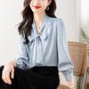 2024 Spring French Ribbon Bow Women’s Long-Sleeve Niche Tops