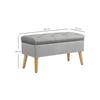 Banc de rangement - MUVOE - 102x35x43 cm - Bois d'hévéa - Gris - Rembourré velours