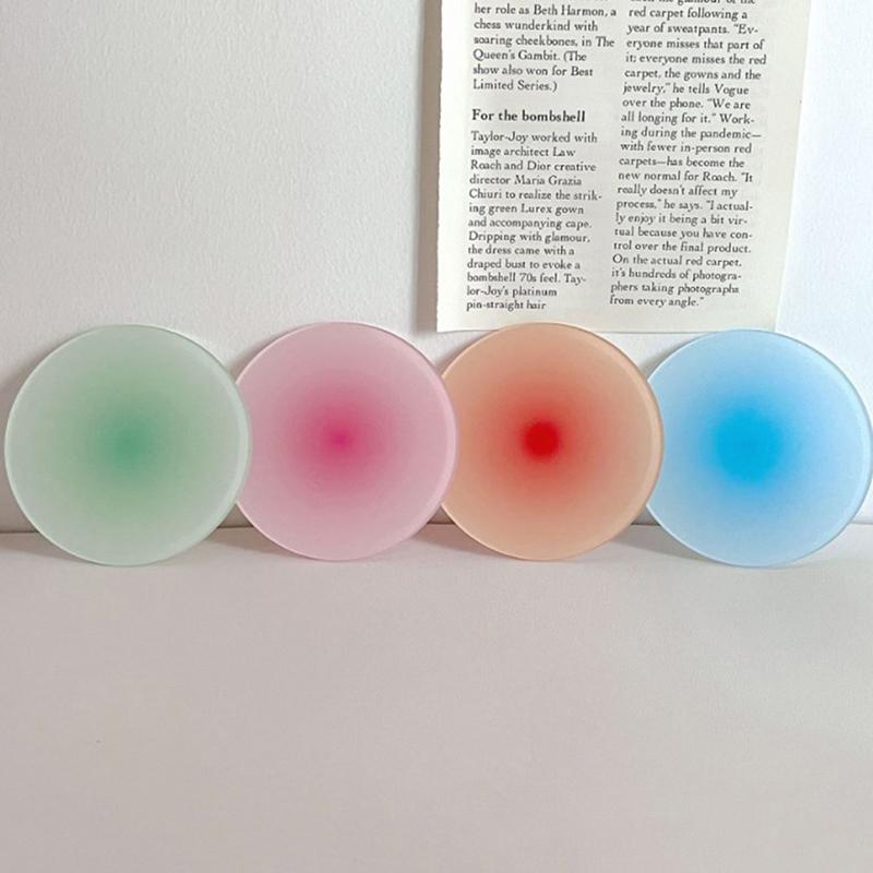Ins Colour Gradient Acrylic Coaster Anti-slip Round Cup Pad Dining Table Placemat Cafe Decor Mug Mats