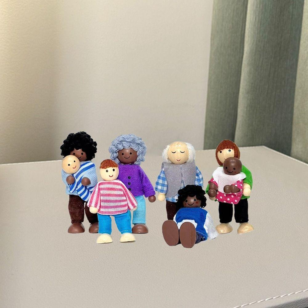 8 шт./комплект Имитация Мини Деревянные Фигурки Семьи Куклы Детские Маппеты Игрушки для Ролевых Игр Мальчики Девочки Подарки
