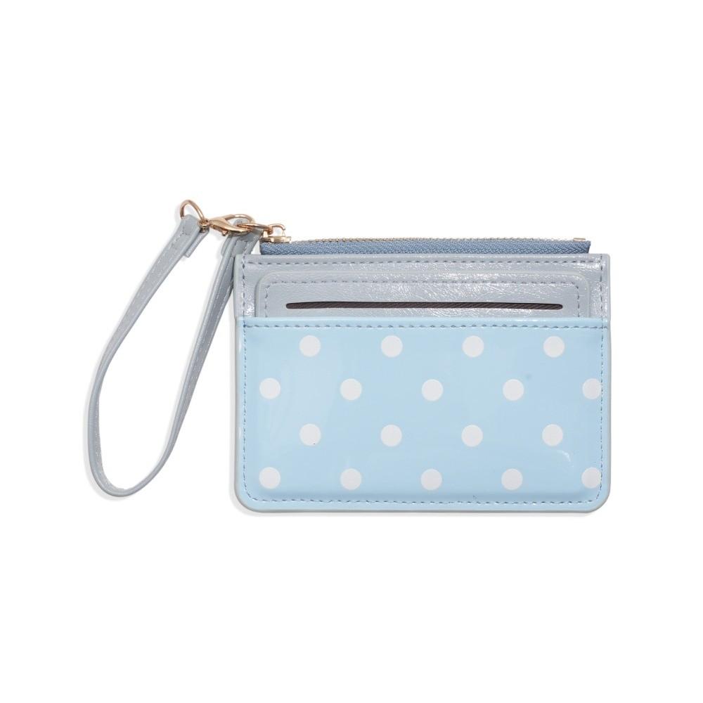 PU Leather Polka Dot Card Holder Ultra Slim Women Mini Wallet Gift Minimalist Coin Purse Commuting