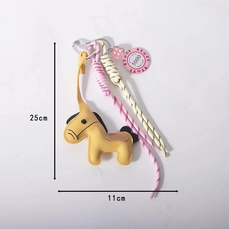 1 шт. Кожаный брелок-пони, плетеный шнурок, подвеска для рюкзака, аксессуары для подвешивания на сумку для телефона, DIY украшение