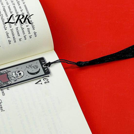 Закладка для книг, устойчивая к ржавчине, Закладка в виде карты Таро, Металлическая закладка с узором "Скелет" из нержавеющей стали, Тонкая уникальная металлическая закладка для студентов, читающих, Готическая