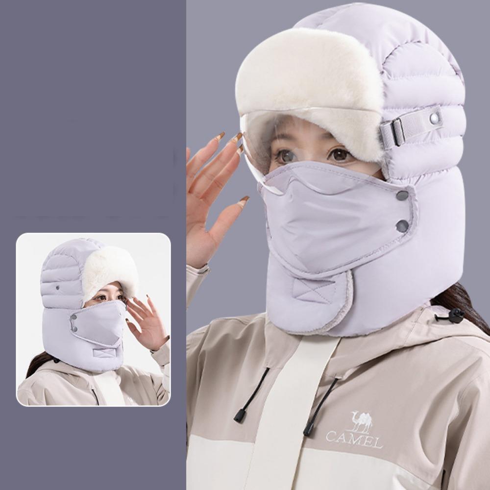 3pcs/Set with Goggles Cycling Windproof Cap Hood Cap Winter Warm Earflap Winter Plush Hats  Ski Mask