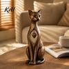 Retro Craft Decoration Vintage Distressed Cat Figurine, Rustic Animal Statue for Desk Shelf Home Modern Simple Accents Decor, Handcrafted Style