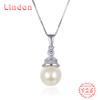 Линдон Стерлингового Серебра 925 Классический Синтетический Жемчуг Женское Ожерелье Подвеска Модный Подарок