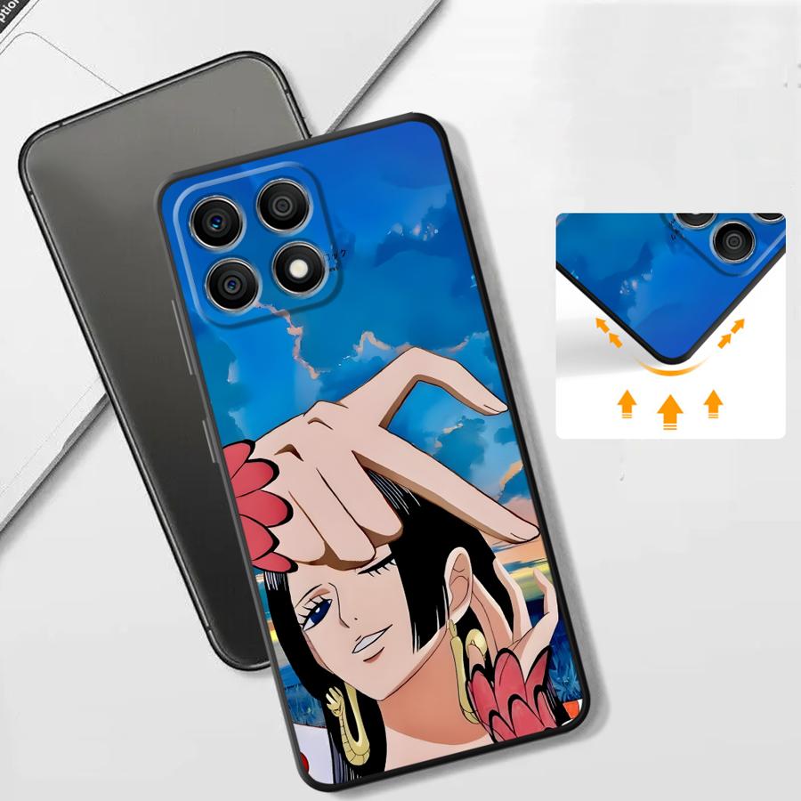 Чехол для Honor 200 400 Lite 8X X9a X7 90 X5b X8 X6 70 Magic5Lite Черный Мягкий Чехол для Телефона Одна Часть Луффи Боа Хэнкок