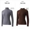 Autumn/Winter Wool Long-Sleeve Velvet Cotton Mid-Neck Women's Fashion Top
