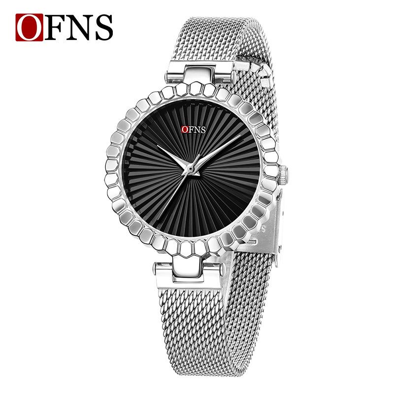 OFNS Light Luxury Women's Quartz Watch - Waterproof, Sunburst Dial, No Numerals
