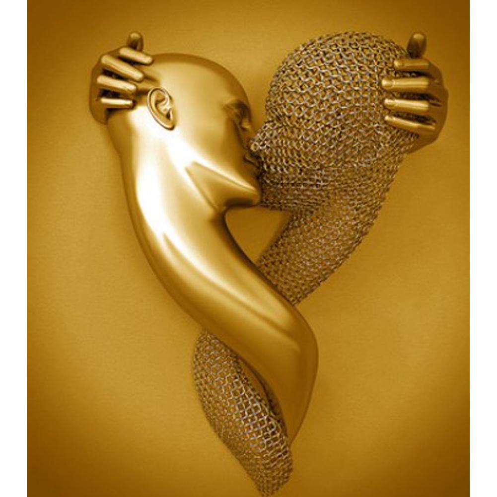 Абстрактная стальная проволока металлическая статуя скульптура пара подвесная картина высокое разрешение спрей печать холст картина ядро -1 пара