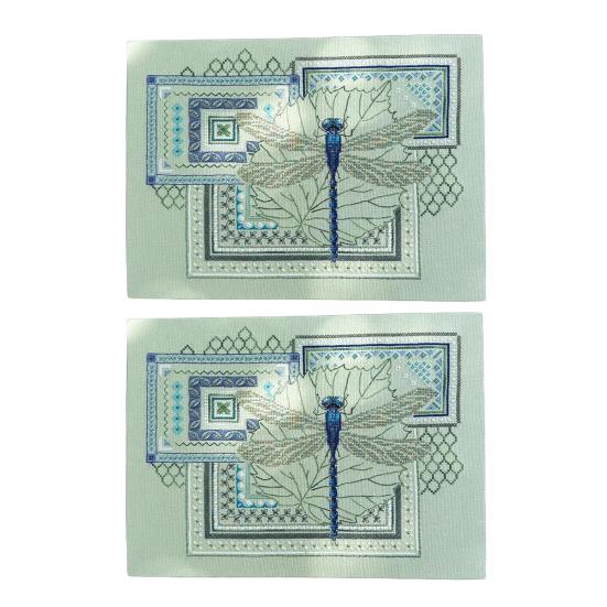 Dragonfly Cross Stitch Kit Beginner Geometric Dragonfly Embroidery Kit Stamped Embroidery Cloth Threads Included Gift for Craft Lovers