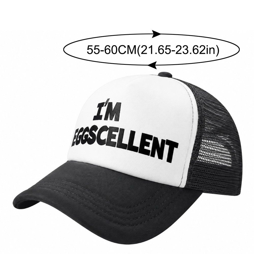 Adjustable Mesh Baseball Cap Foam Mesh Dad Hat Casual I'M EGGSCELLENT Trucker Cap For Men Women