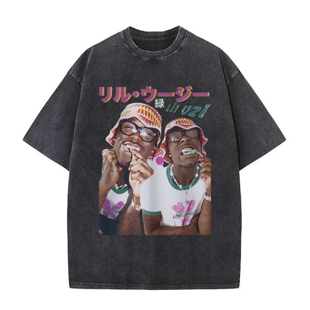 Рэпер Lil Uzi Vert Розовая Лента Винтажная Стиранная Футболка Мужская Женская Хип-Хоп Мода Поп Музыка Футболки Мужская Хлопковая Оверсайз Футболка