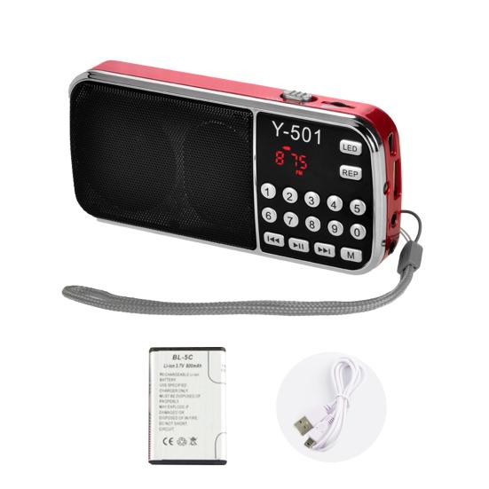 Y-501 FM Радио TF Карта USB Цифровой Поддержка AUX Портативный Светодиодный Фонарик Аудио