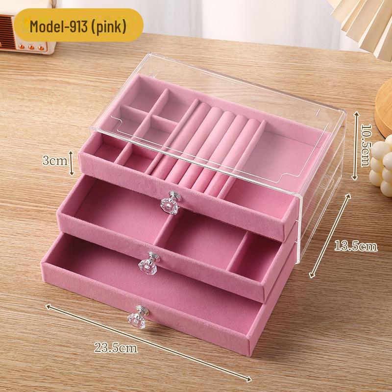 Бархатная шкатулка для украшений с антиокислительным покрытием, прозрачное акриловое хранилище для сережек, ожерелий и колец