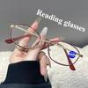 Fashionable Women's Reading Glasses, Anti Blue Light Presbyopia Glasses, Elderly Presbyopia Glasses, Metal Framed Red Glasses