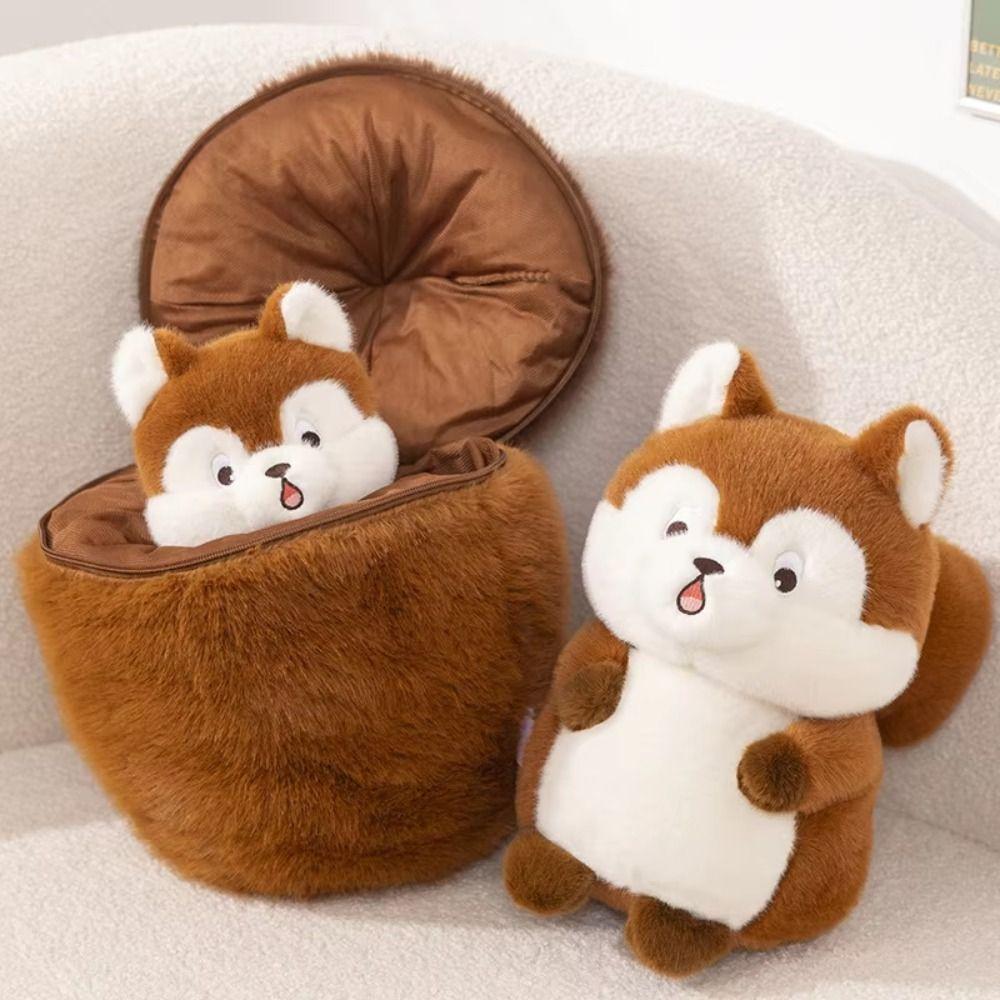 Detachable Squirrel 2 in 1 Plush Toys PP Cotton Stuffed Soft Animal Dolls New Year