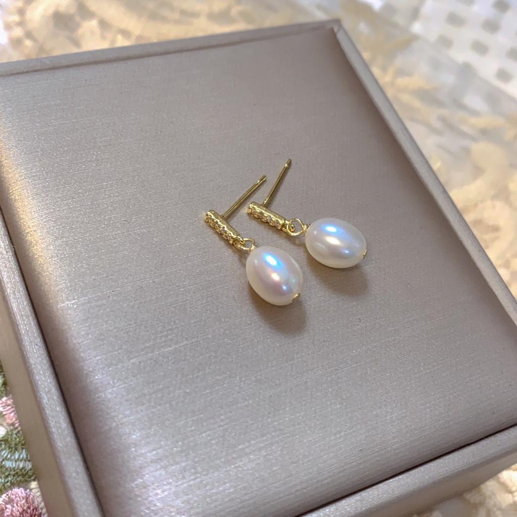 Натуральные пресноводные жемчужины, яркий блеск, серьги-гвоздики с серебряной иглой S925, простые и универсальные, для личности, повседневные серьги-бусины, для девочек