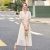 Fashion Design Sense Button Small Floral Dress Women's Summer New Gentle Wind Waist Thin Elegant Skirt