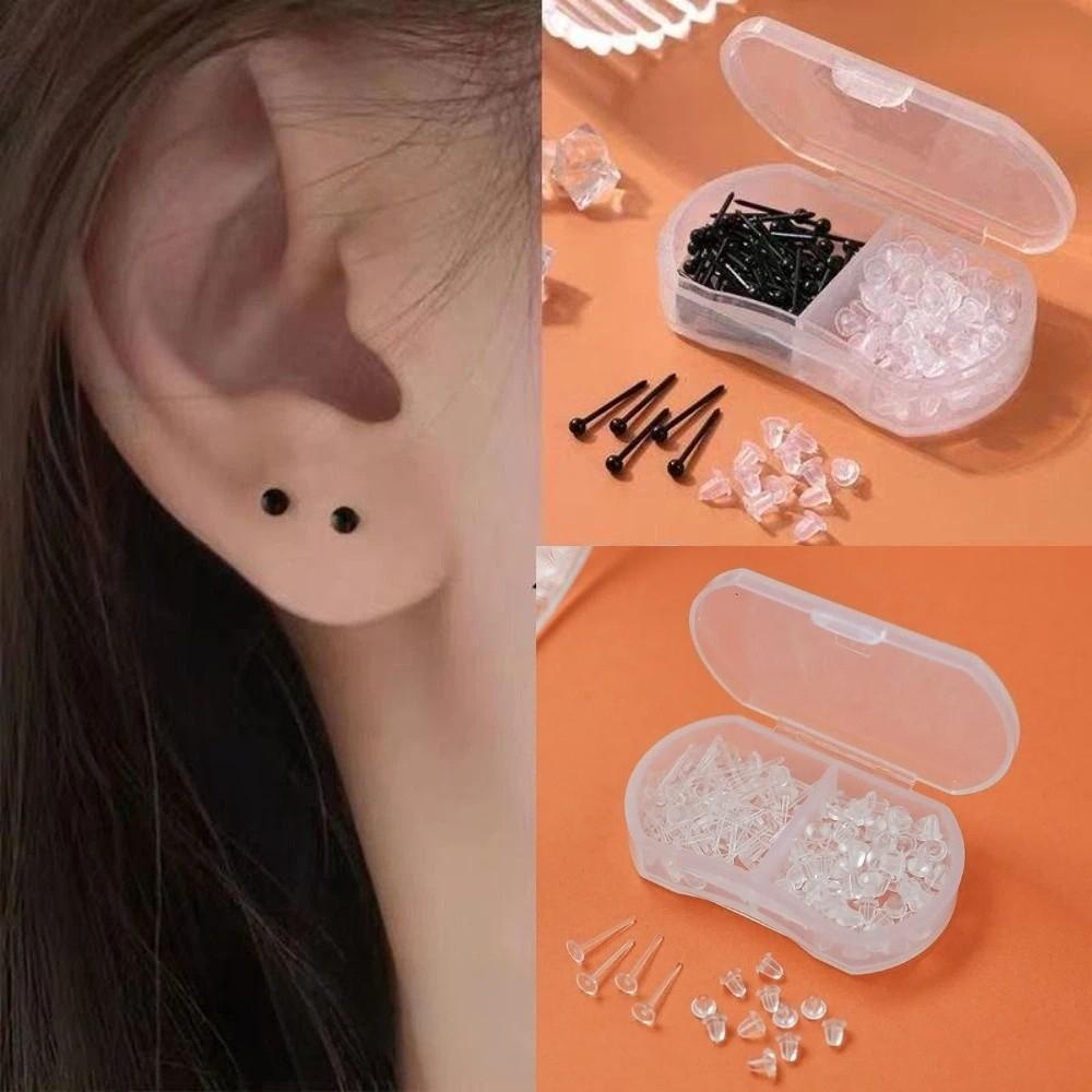 50Pcs Lightweight Resin Stud Earrings Hypoallergenic Ear Needle Glue Stick For New Piercing