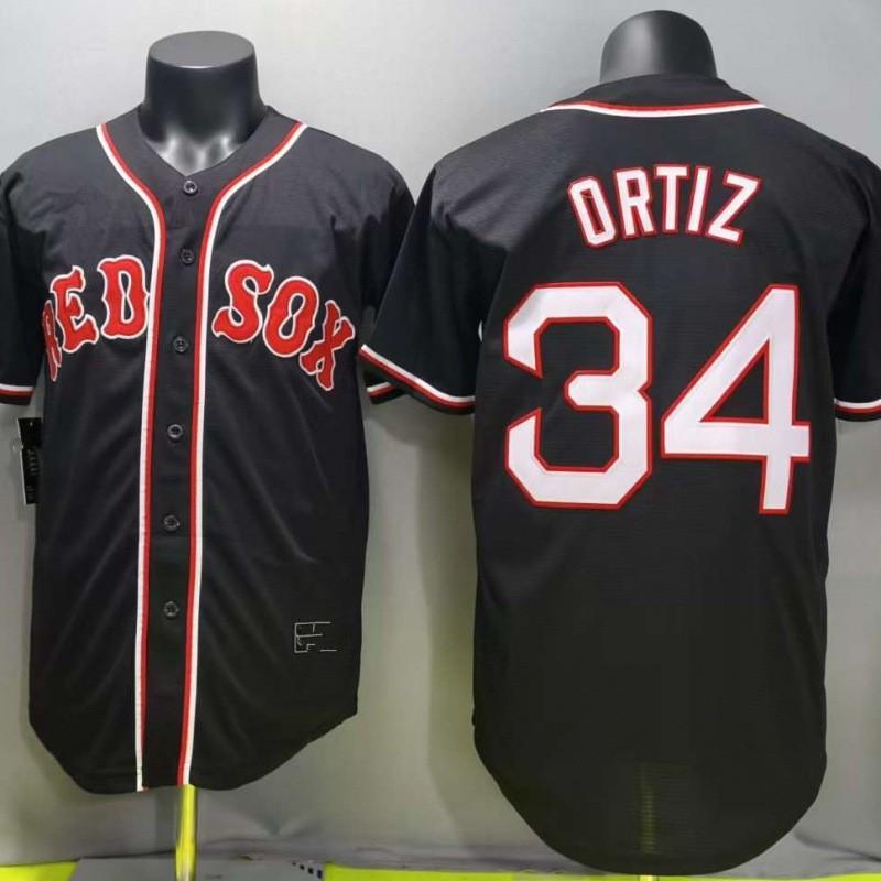 Boston Red Sox 34 Ortiz Black Baseball Jersey 2026 Edition Mens Fan Apparel Sportswear