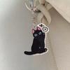 2D Плоский Акриловый Шарм Кошка Брелок Подвеска Черная Кошка Подвесное Украшение Аксессуары для Зеркала Заднего Вида Автомобиля Декор Интерьера Автомобиля