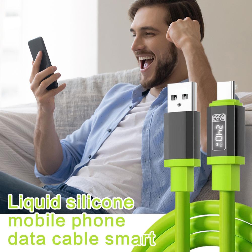 240 В Жидкий силикон USB Type-C Кабель для быстрой зарядки для телефона Samsung Кабель для передачи данных Кабель для быстрой зарядки для iPhone 17 Pro Max