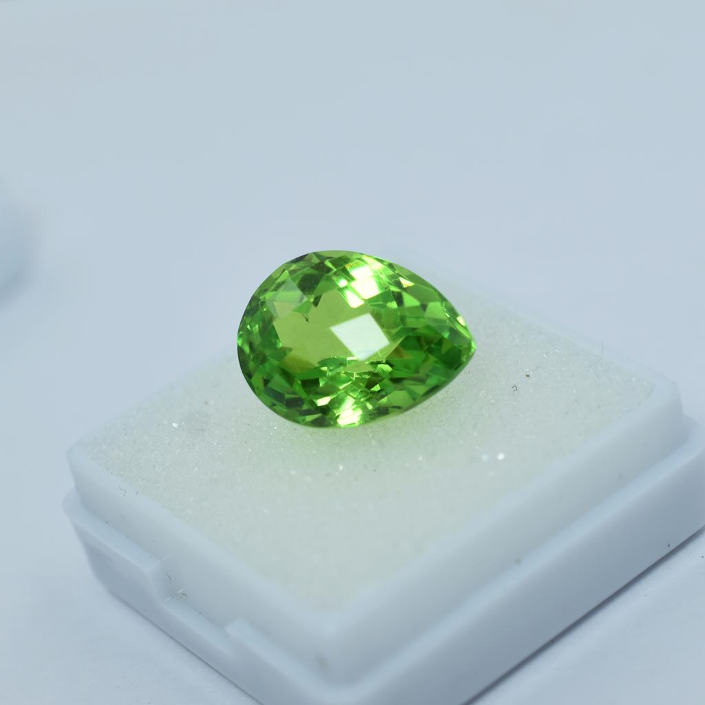 Green Apple Peridot Ring Size 11.65 Ct Natural Pear Cut Loose Gemstone