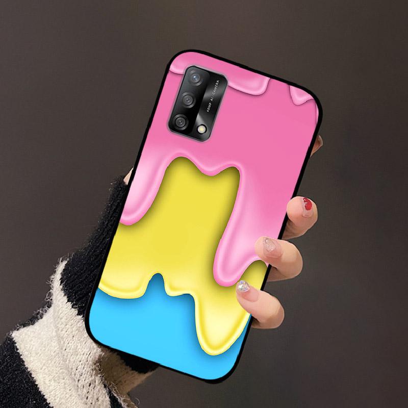 Для OPPO A74 4G Oppo F19 Чехол Роскошный Цветок Черный Мягкий Силиконовый Чехол для Телефона Для OPPO A74 4G Задняя Крышка F19 Coque Мультяшный Бампер