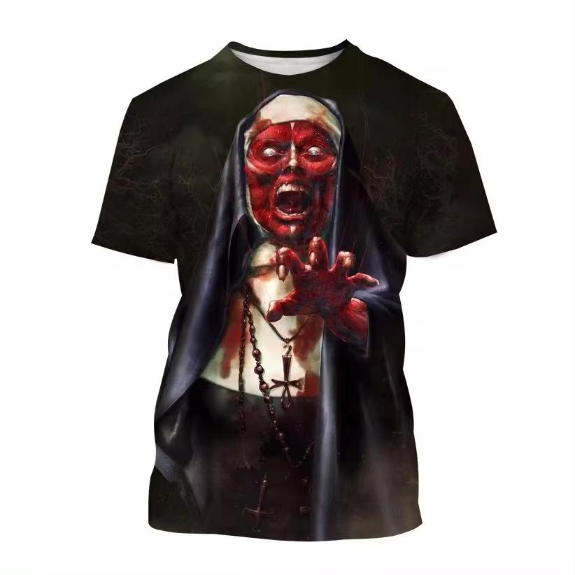 Horror Movie The Nun Graphic T-shirts 3D Print Men/Women Short Sleeve O-Neck T-shirt Oversized Streetwear Harajuku Tees Y2k Tops