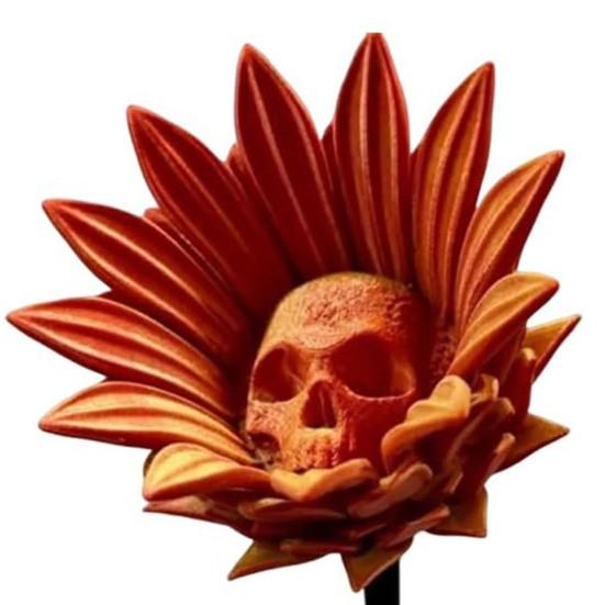 Запретный Подсолнух Скульптура Готический Череп Цветок Декор 3D Печать Зловещее Искусство Хэллоуин Украшение для Ужас Домашняя Вечеринка Декор