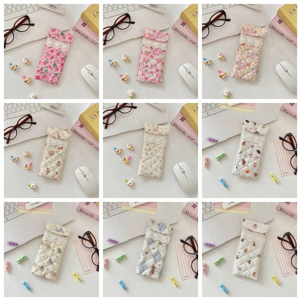Sweet Cotton Glasses Storage Bag Lace Heart Lovely Eyeglasses Case Lightweight Lipstick Bag  Girls