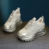 Autumn Silver Platform Sneakers Thick Sole Breathable Height Increasing Shoes Women 8cm Lace Up Fashion  Spring Casual Shoes