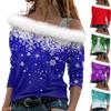 Женские топы с длинными рукавами. Модные женские свободные пуловеры с открытыми плечами с рождественским принтом.