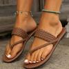 Women Slippers New Summer Fashion Sandals Woven Flat Heel Flip Flops Beach Lightweight Comfortable Slippers Slides Women
