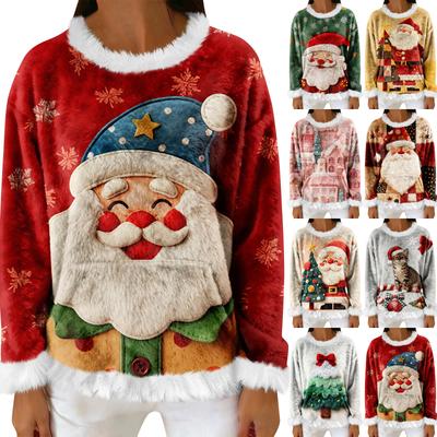 Женский повседневный флисовый свитшот с длинными рукавами и круглым вырезом, удобный, свободного кроя, легкий, фланелевый свитшот для женщин