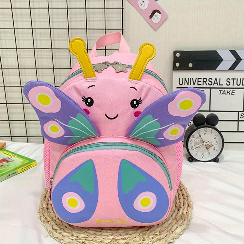 Cute Cartoon Butterfly Backpack Suitable for Preschool Girls | Lightweight Zipper Closure Adjustable Shoulder Straps Unlined